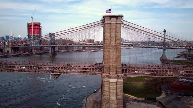 Push in on Brooklyn Bridge