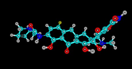 Eravacycline molecular structure isolated on black