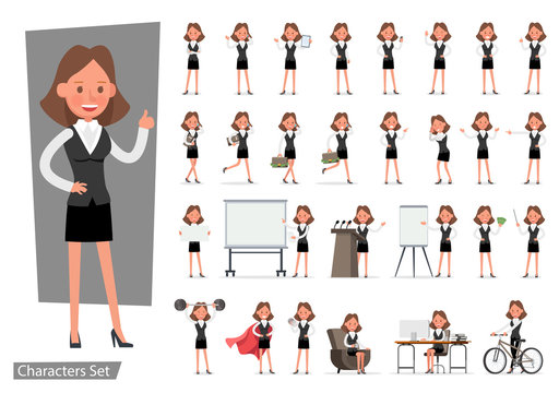 Set of Businesswoman character vector design. no32