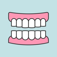 Gums with teeth or Denture, dental related icon, filled outline