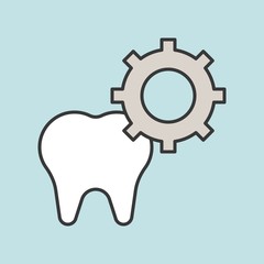 Tooth and gear,  function of tooth, dental related icon, filled outline