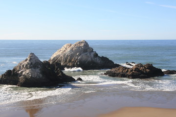 Fototapeta na wymiar Jagged Rocks and Ocean