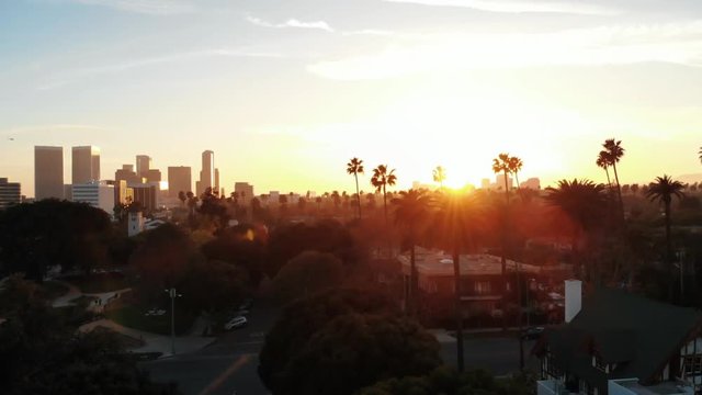 Beverly Hills Beautiful view in Beverly, Los Angeles, California on the palms and threes with a drone