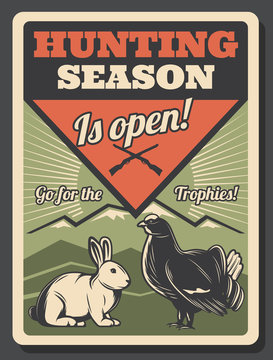 Hunting season openning retro poster with game