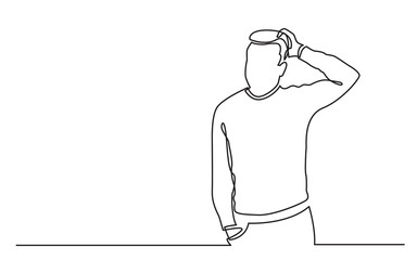 continuous line drawing of standing man in difficult situation