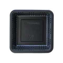 black square food plastic tray isolated on white background with clipping path  (top view)