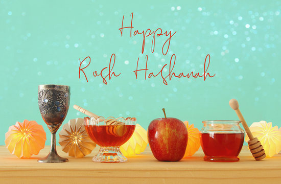 Rosh hashanah (jewish New Year holiday) concept. Pomegranate raditional symbol.