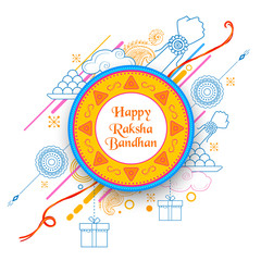 Greeting card with Decorative Rakhi for Raksha Bandhan background