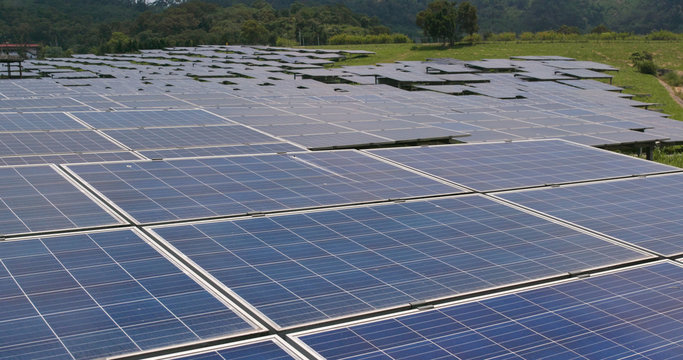 Solar panel power plant at outdoor