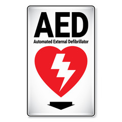 Fototapeta premium Vector and illustration graphic style, AED Automated External Defibrillator Symbol,label icon on white background, Attracting attention Security First sign, Idea for presentation EPS 10.