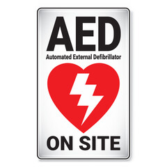 Vector and illustration graphic style, AED on Site Symbol,label icon on white background, Attracting attention Security First sign, Idea for presentation EPS 10.