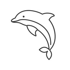 Dolphin icon, set of ocean life, line design vector