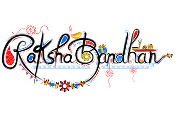 Greeting card with Decorative Rakhi for Raksha Bandhan background