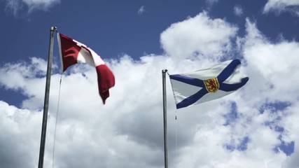 Canadian and Nova Scotian Flag in the wind
