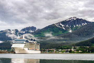 Cruise ship at port in Juneau, Alaska on a cloudy summer day © Allen.G