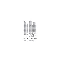 Pixelated skyscraper graphic design template