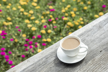 white ceramic coffee cup in the nature
