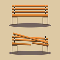 bench and broken bench vector