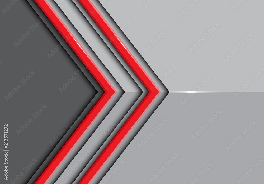 Poster abstract double red line arrow on gray glossy design modern futuristic background vector illustratio