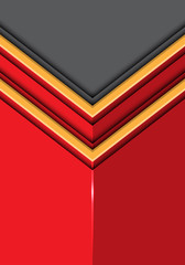 Abstract double yellow line arrow on red glossy and gray blank design modern futuristic background vector illustration.