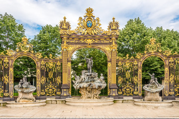 View at the Neptun Fountain at the Place of Stanislas in Nancy - France © milosk50