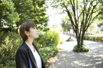 Portrait of a young smiling Japanese woman