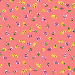 Seamless floral bouquet pattern with Flower pink and yellow