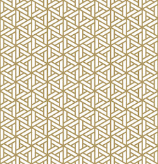 Seamless pattern based on Japanese ornament Kumiko.Golden color.Rounded corners.