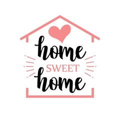 Handwritten word Home sweet home. Vector illustration.