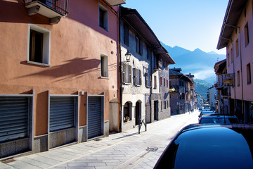 Chatillon street in morning, Aosta valey, Italy.
