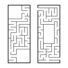 A set of two rectangular labyrinths. An interesting and useful game for preschoolers. Easy puzzle. Simple flat vector illustration isolated on white background.