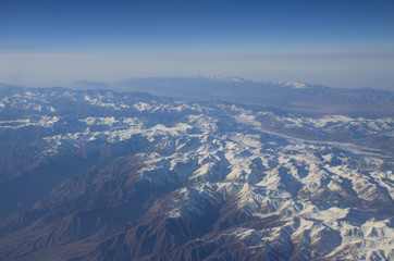 Naklejka premium The beautiful view from the plane on the mountains of Pakistan 