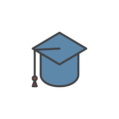 Student Hat filled outline icon, line vector sign, linear colorful pictogram isolated on white. Graduation cap symbol, logo illustration. Pixel perfect vector graphics