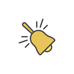 Hand bell filled outline icon, line vector sign, linear colorful pictogram isolated on white. Ring bell symbol, logo illustration. Pixel perfect vector graphics