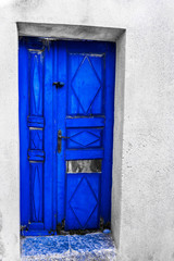 The blue door in the Greek house