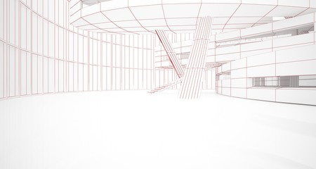 Abstract drawing white parametric interior. Polygon black drawing. 3D illustration and rendering.