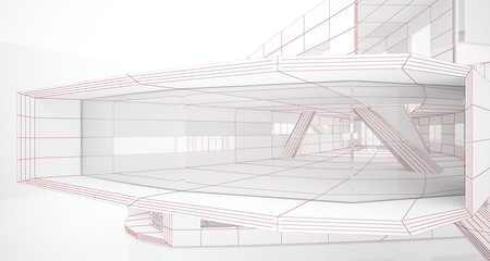 Obraz premium Abstract drawing white parametric interior. Polygon black drawing. 3D illustration and rendering.