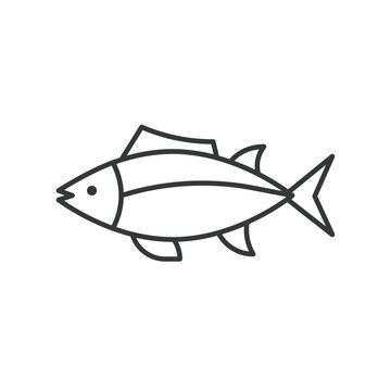 Tuna icon, set of ocean life, line design vector
