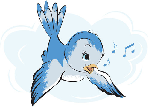 Cute Bird Sings Stock Illustration - Download Image Now - Bird