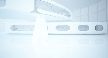 White smooth abstract architectural background. 3D illustration and rendering