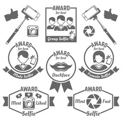 Selfie awards black labels, badges and emblems
