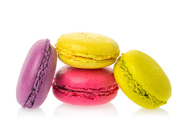 Sweet tasty macaroons isolated on a white background