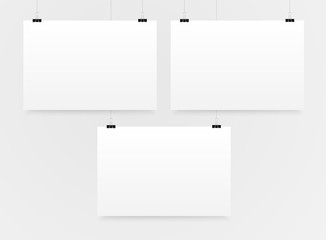 Three Horizontal Poster Mockup A4. Mock-up.