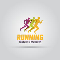 Running man abstract isolated vector colored logo