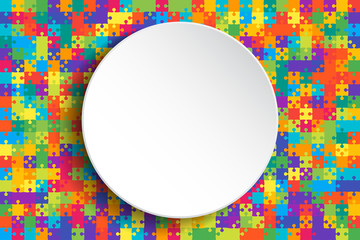 White Circle Banner Background Puzzle. Jigsaw.