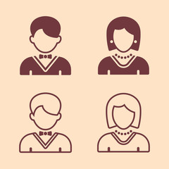 Male and female four silhouette vector icons