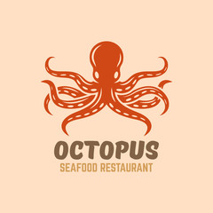 Octopus seafood restaurant menu vector logo