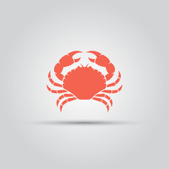 Crab isolated vector colored red icon sign