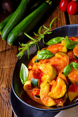 vegetarian ratatouille with fresh vegetables and herbs