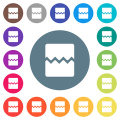 Page break flat white icons on round color backgrounds